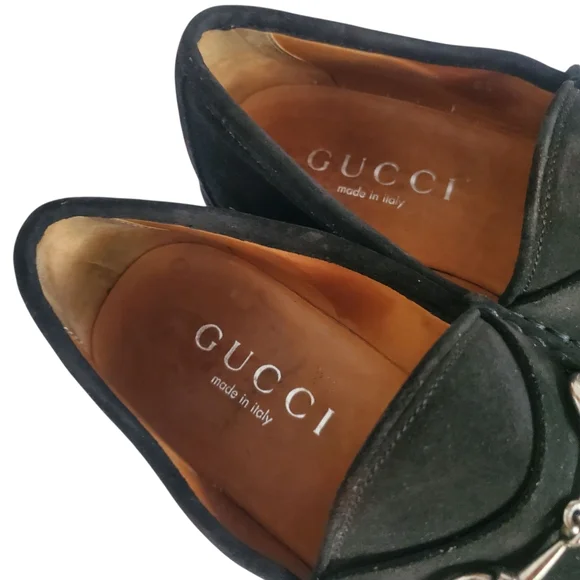 GUCCI 016343 Sylke Black Suede Horsebit Chunky Lug Sole Slip-On Loafers Men's 8½ - Picture 9 of 14